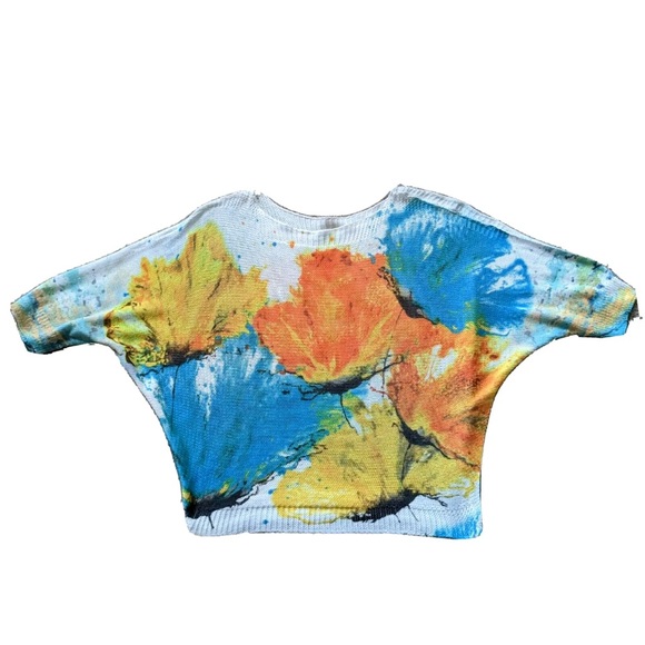 Luisa Ricci watercolor cold shoulder summer sweater mint like new Italy - Picture 3 of 8